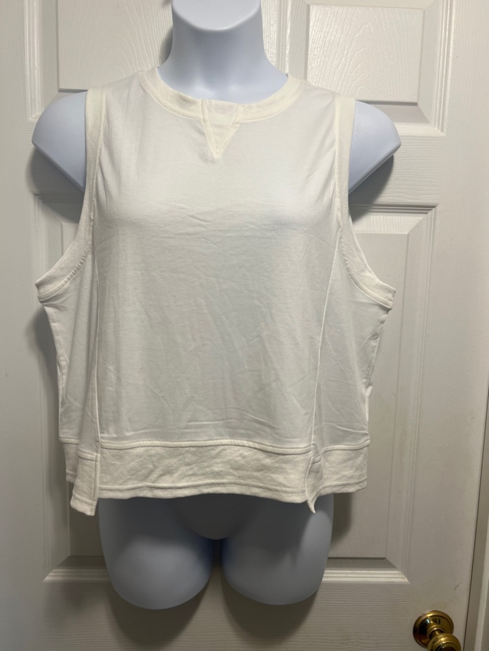 Women's Cream Sleeveless Crewneck Top